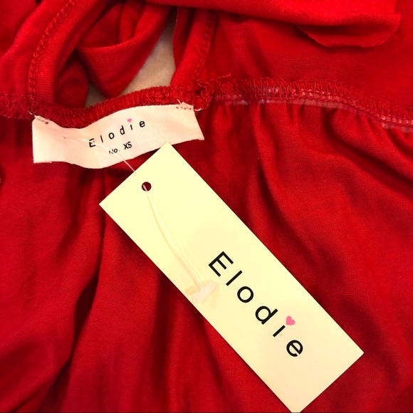 Elodie Red Flutter Sleeve Blouse with Lace Up Back Bow Detail - Picture 6 of 8